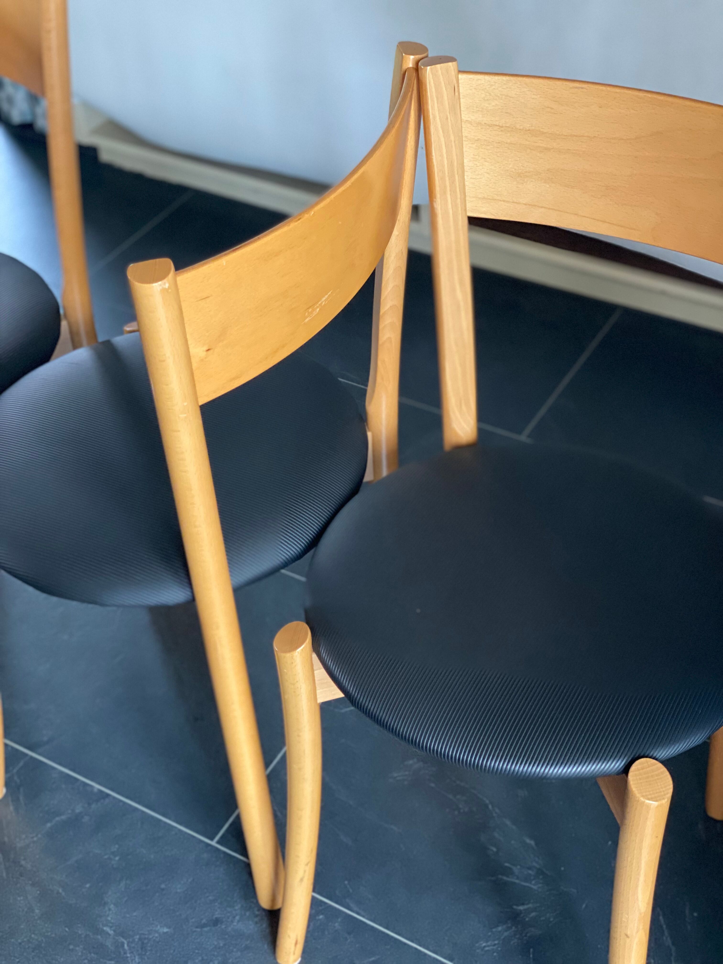 Set of 4 vintage pine dining chairs