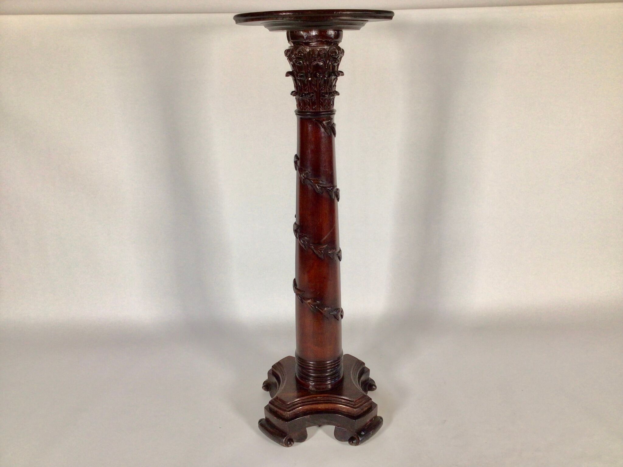 Oak carved plant stand