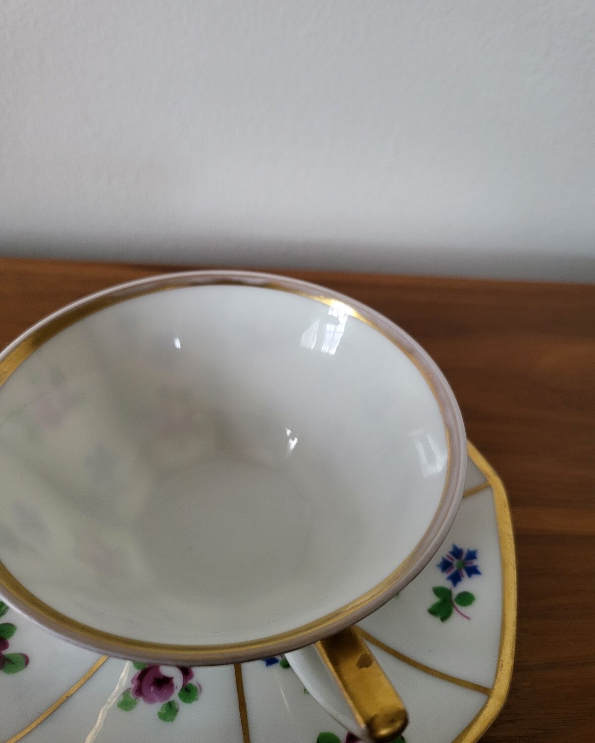 Limoges Porcelain Cup with Decor of Barbel Fish and Roses