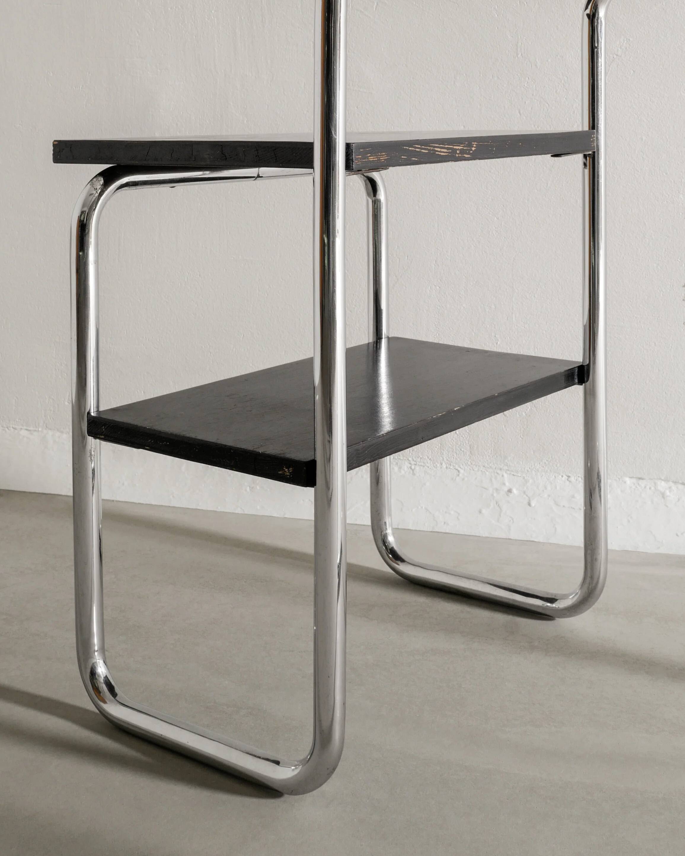 Vintage Bauhaus Wood & Steel "B21" Desk Side Table by Marcel Breuer, 1930s