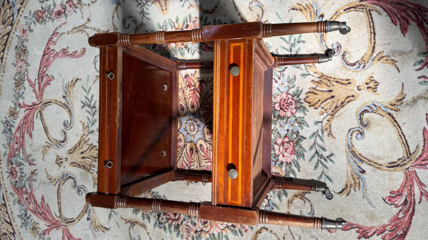 Antique mahogany rolling trolley