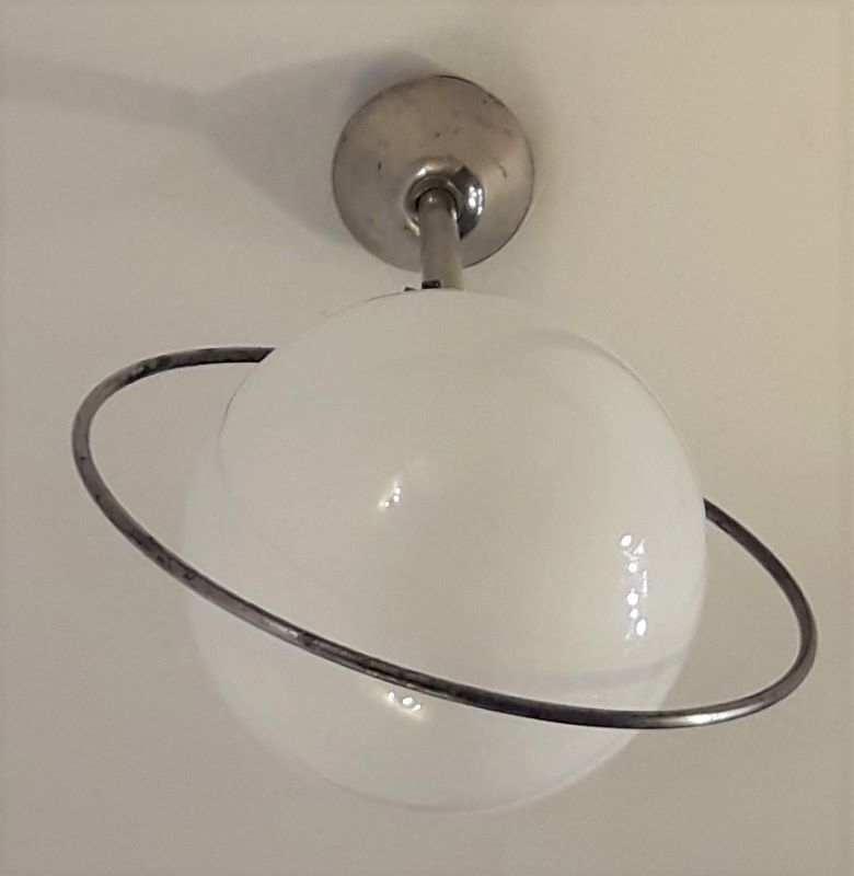 Art Deco aluminium and globe ceiling light