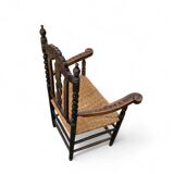 8 (2 x armrest) x ornate wood / bobbin / wicker dining chair / studded chairs