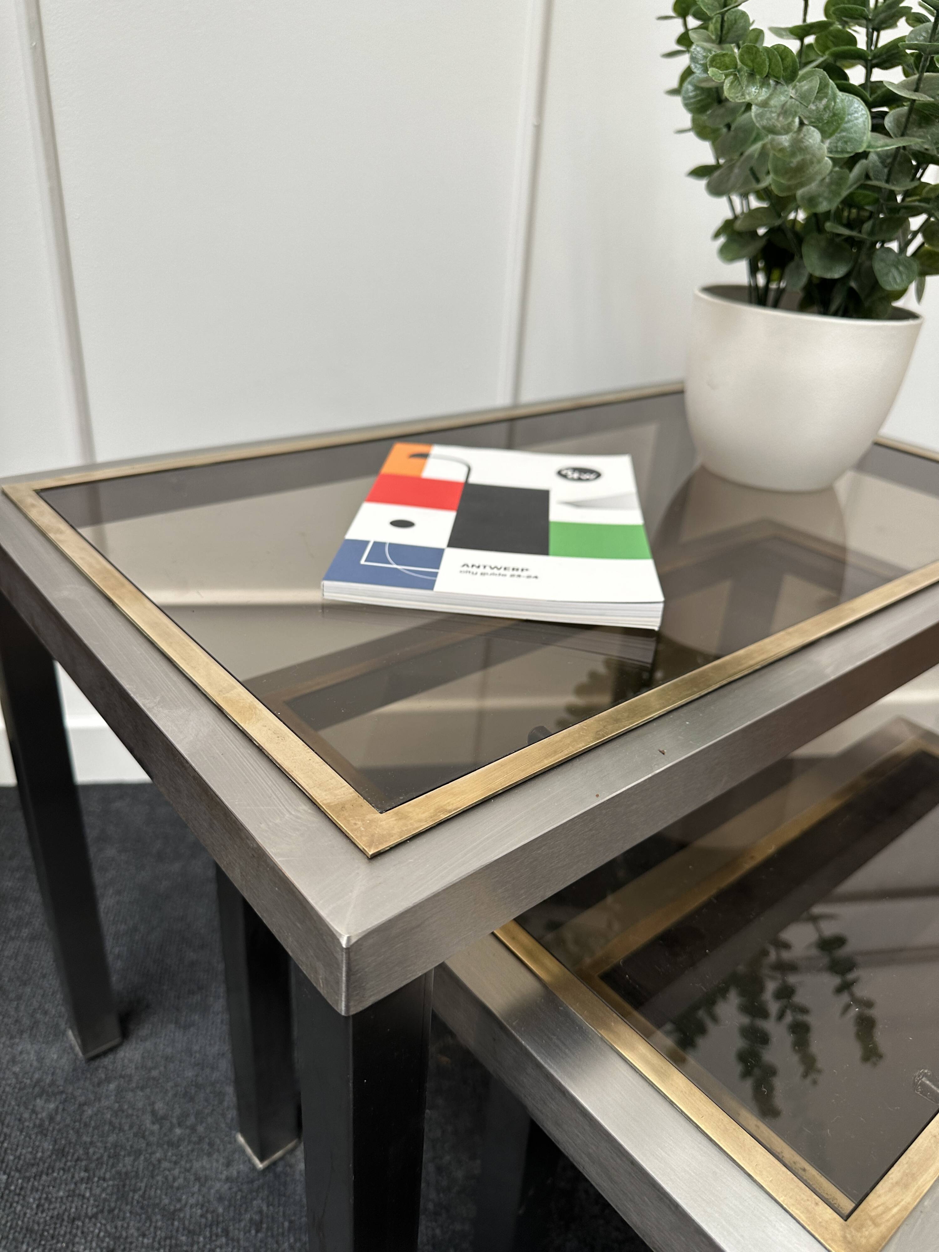 Smoked glass nesting coffee table