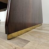 Executive Art Decò desk in exotic wood, glass, and brass