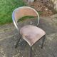 Chaise en velours beige et chrome forme courbée vintage 1950