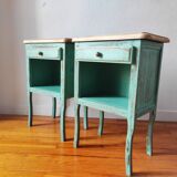 Pair of bedside tables with aged patina