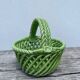 Basket dish in green woven earthenware / old ceramic