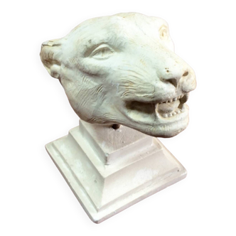 Sculpture tête de lionne plâtre 1930