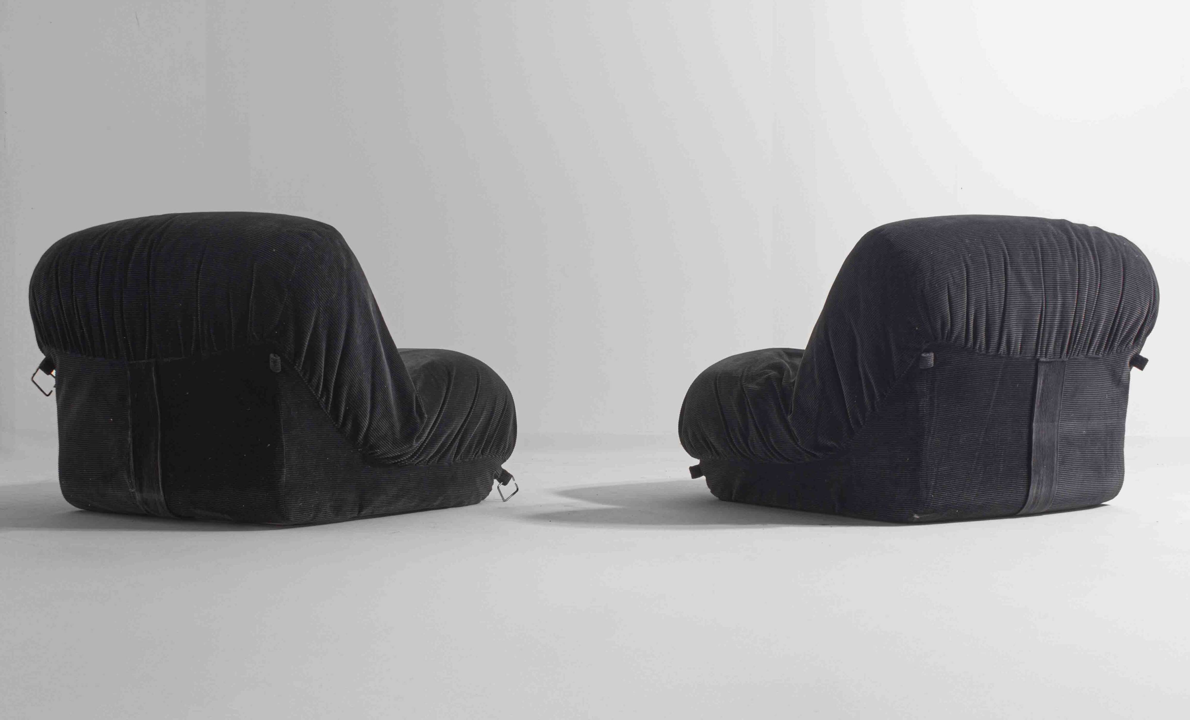 Modular "Patate" sofa in black corduroy velvet by Airborne, France 1970s