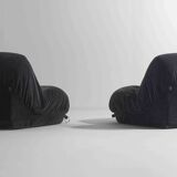 Modular "Patate" sofa in black corduroy velvet by Airborne, France 1970s