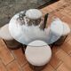 Vintage 1970s rope & rattan coffee table and 4 stools