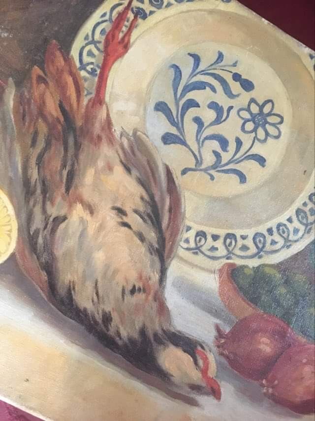 Still life painting with game.