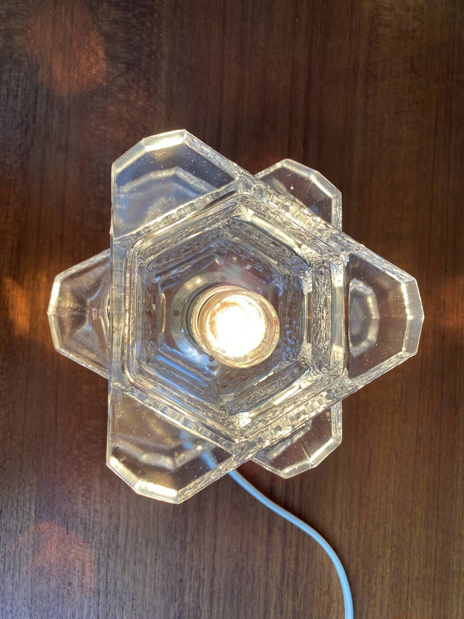 Glass table lamp by Peill & Putzler 1960s Ice cube series