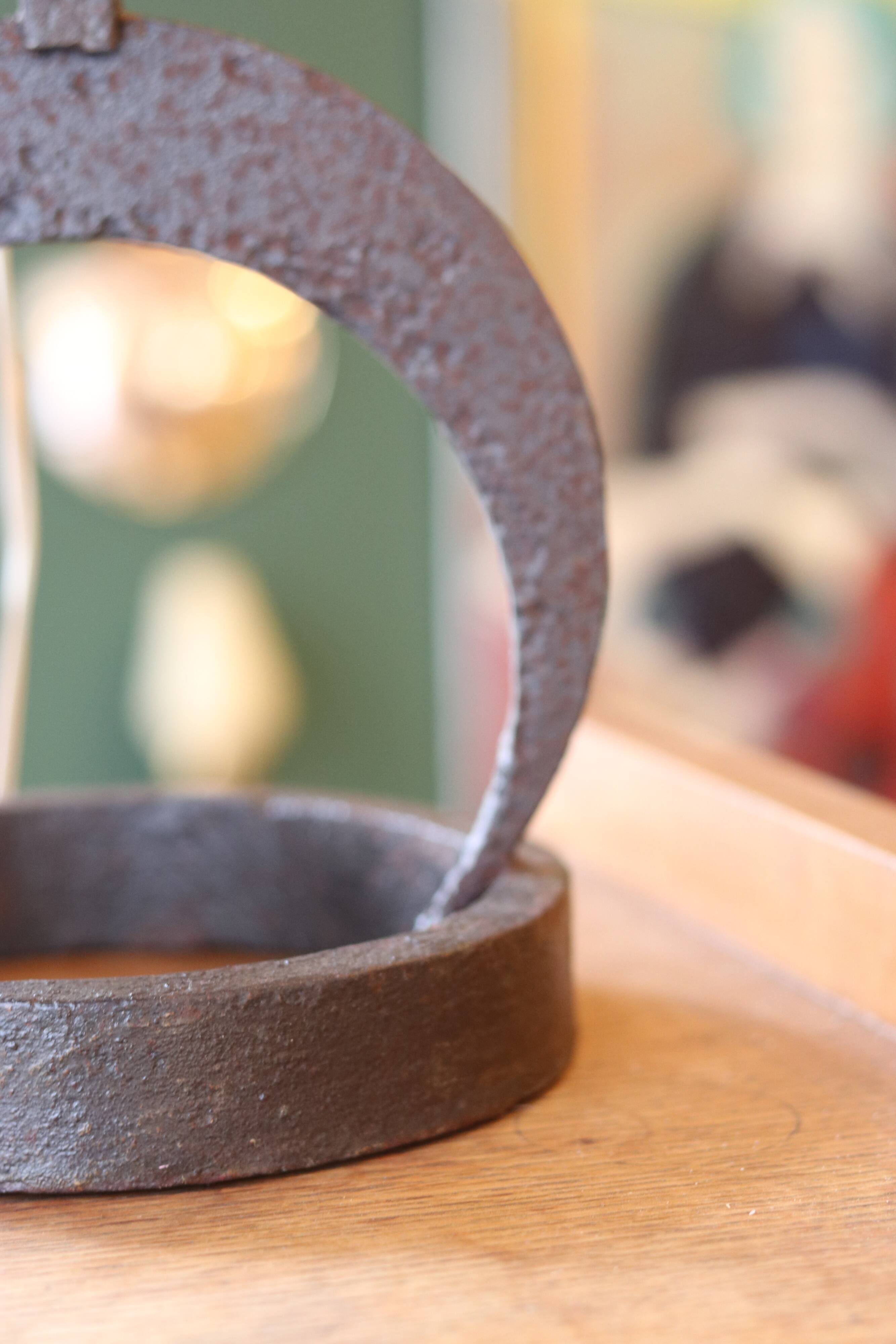 Brutalist style wrought iron lamp base, 1960