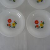6 assiettes  fleurs orange jaune calotte arcopal vintage