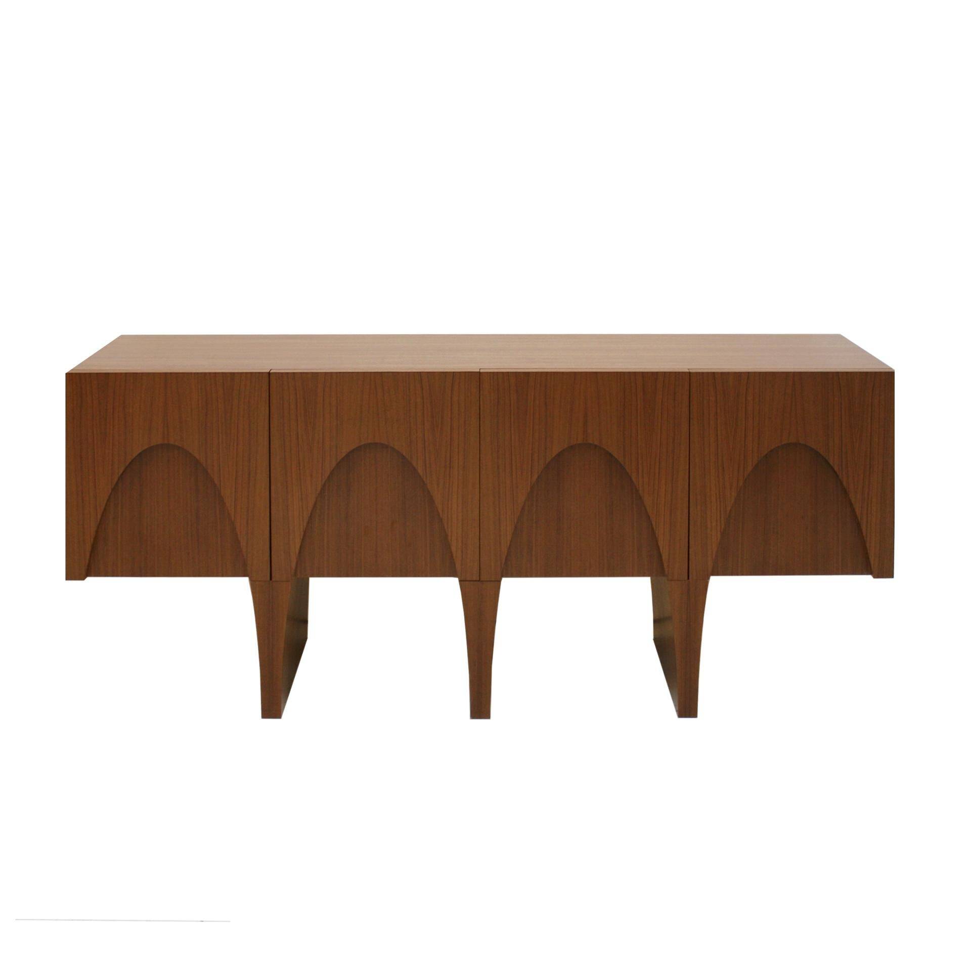 Contemporary Modern Teak and Lemongrass Wood Italian Sideboard