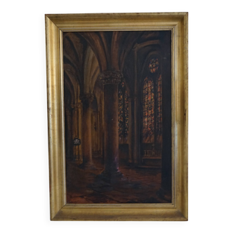 French school painting of the 20th century "Cathedral Apse"
