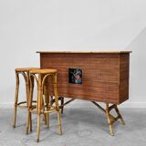 Bamboo bar set and 2 stools