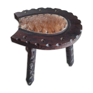 tabouret bois et peau