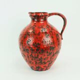 large 1960's VASE fohr-keramik model 490-30 black red relief decor fat lava
