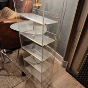 Vintage CD furniture in plexiglass, 1980s David Lange style record holder.