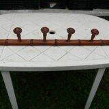 Old rustic wooden coat rack turned in imitation of bamboo 1900, 6 hooks