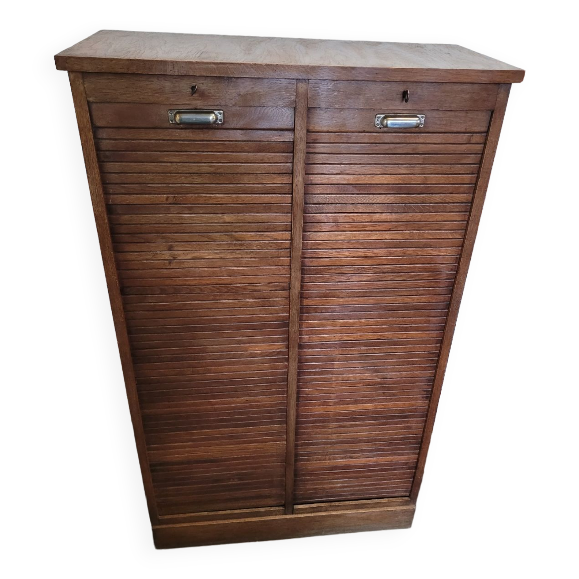 Double oak curtain file cabinet