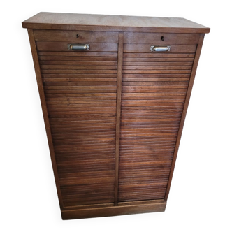 Double oak curtain file cabinet
