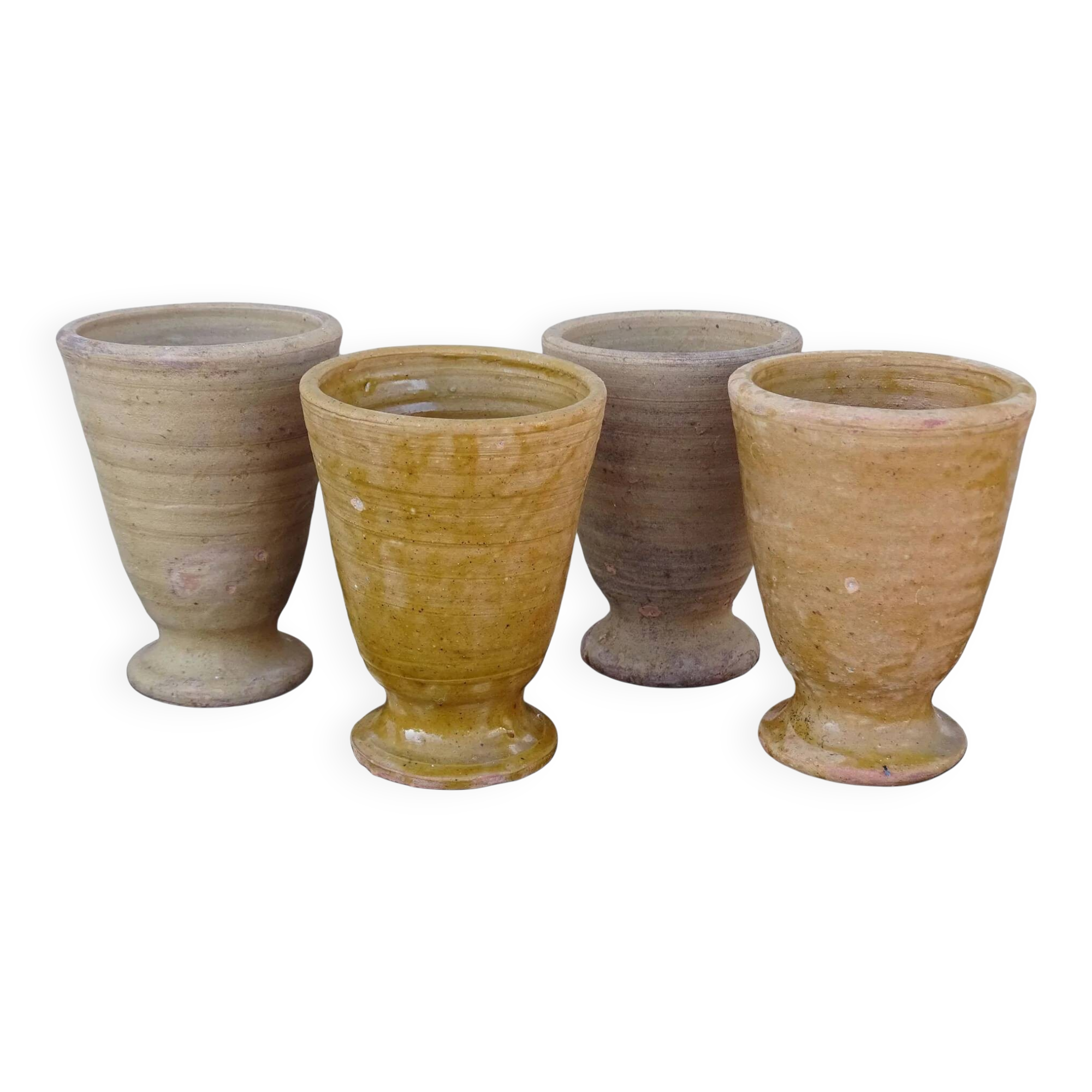 Gobelets en terre cuite vintage français, lot de 4