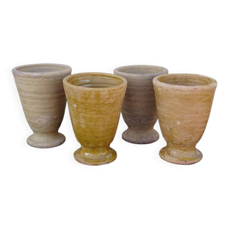 Gobelets en terre cuite vintage français, lot de 4