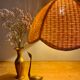 Suspension abat-jour vintage en matière naturelle rose