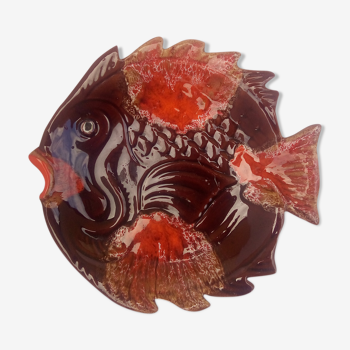 Plat poisson Vallauris rouge et marron