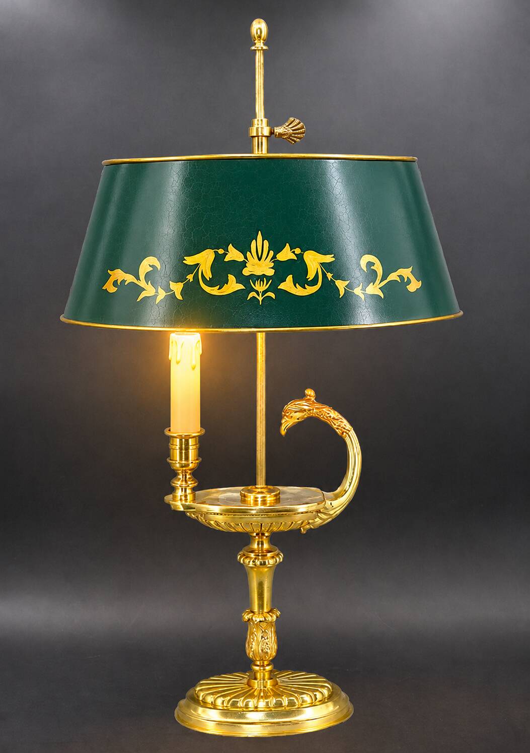 Bronze Gilt Bouillotte Lamp in Directoire Style "Lucien Gau"
