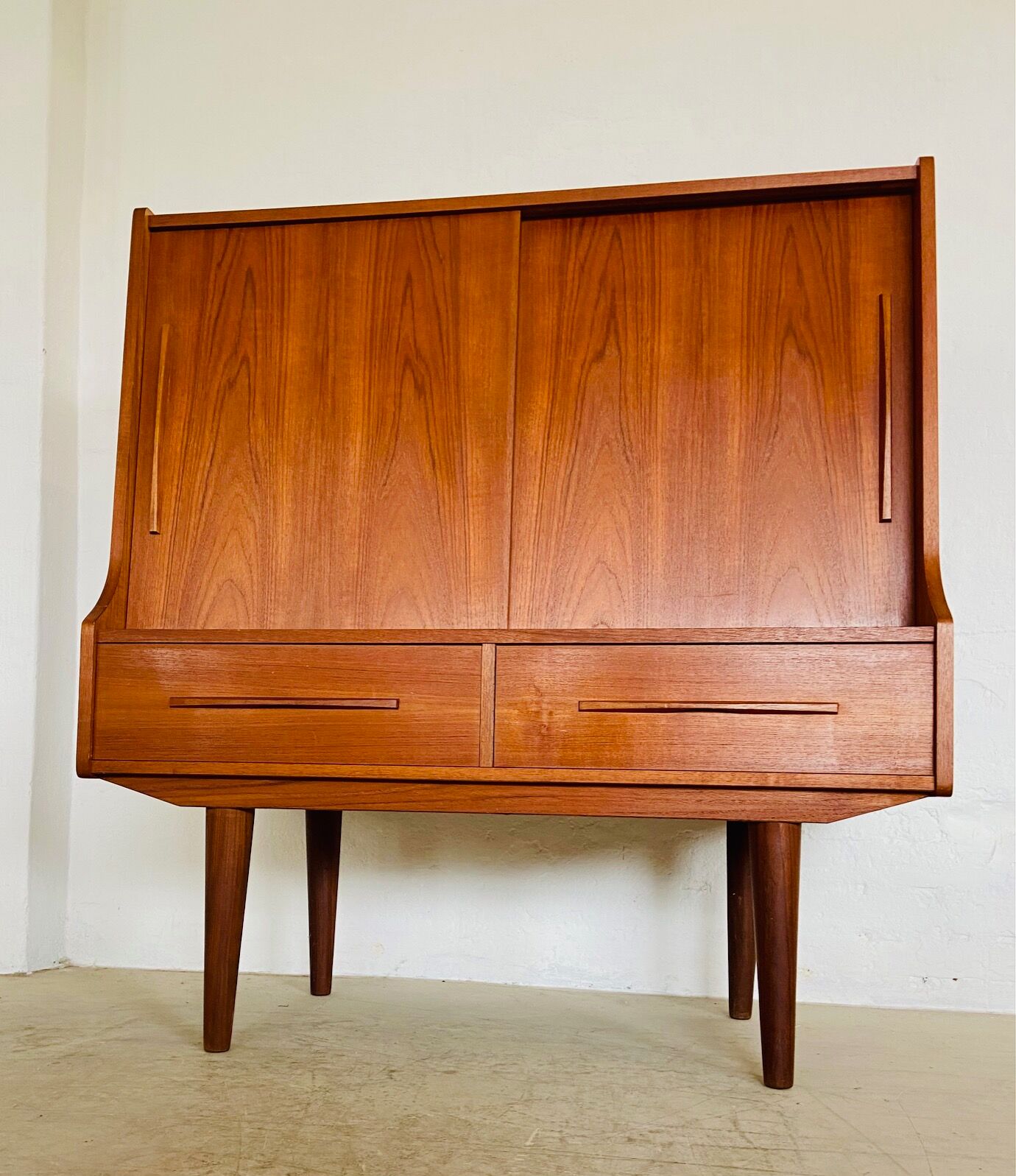 Vintage Danish mid-century teak bar cabinet 1960
