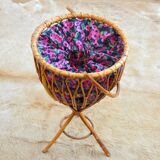 Vintage rattan basket/plant stand/work basket