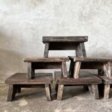 Small stool, side stool in old teak, footrest
