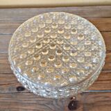 Round vintage wall lamp in transparent molded glass