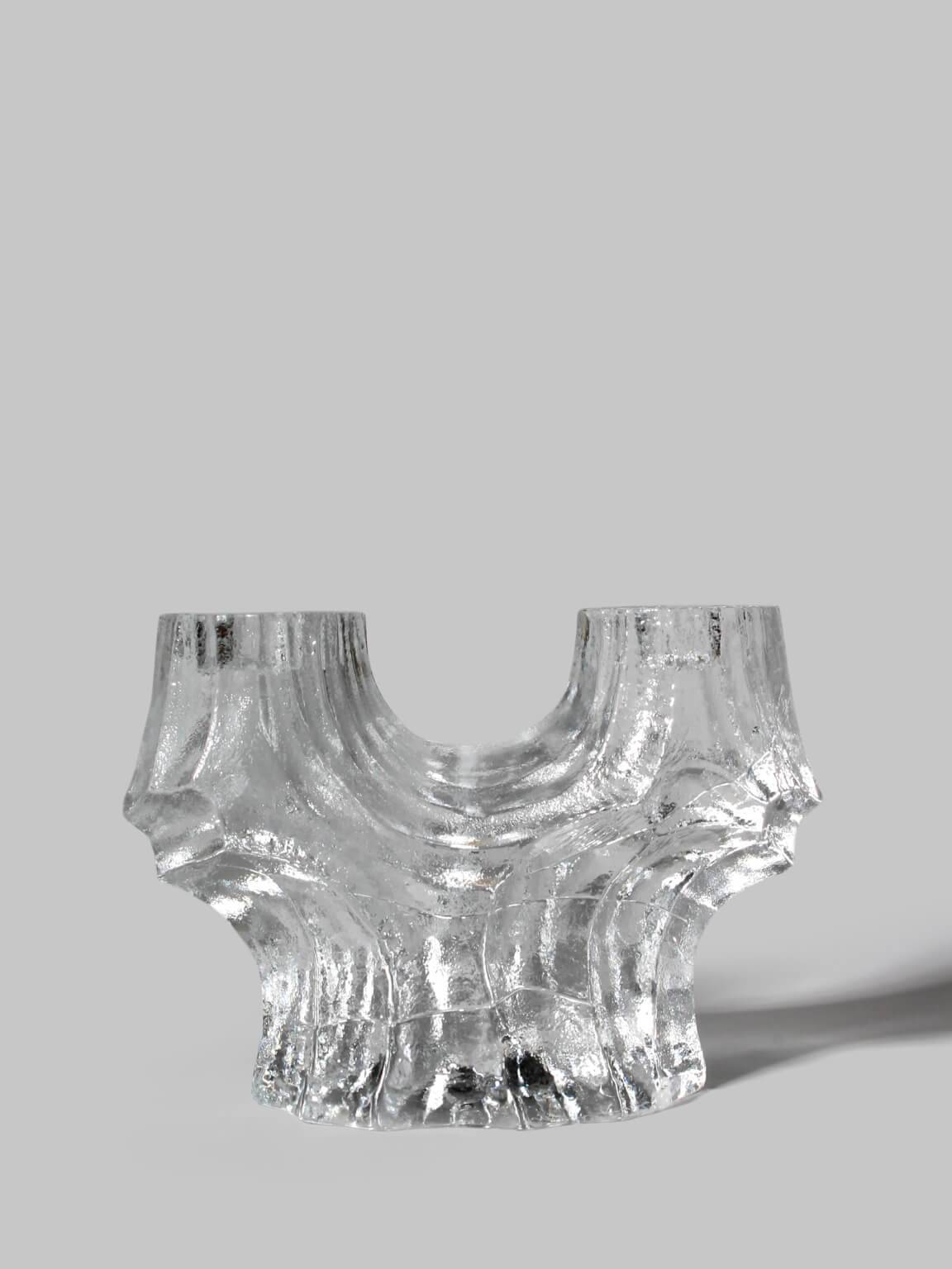 Christer Sjögren Brutalist Crystal Candle Holder, 1960s, Signed