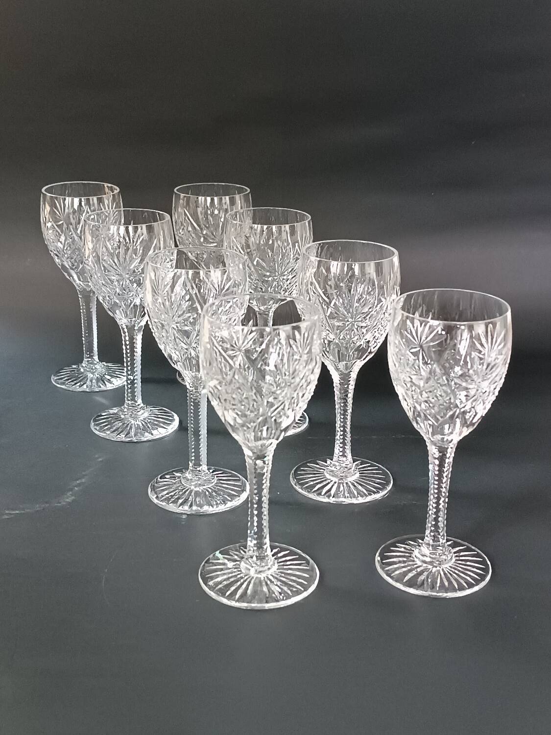 Eight Saint Louis cut crystal stemmed glasses