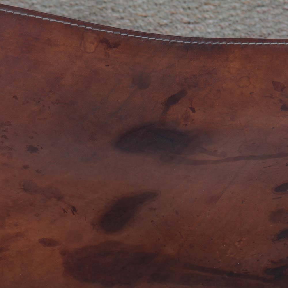 Vintage bridge chair in solid wood and leather, 1980