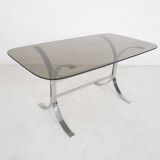Glass and chrome dining table, 1970's