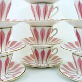 10 white ceramic coffee cups - Digoin 9604 France - vintage 50s