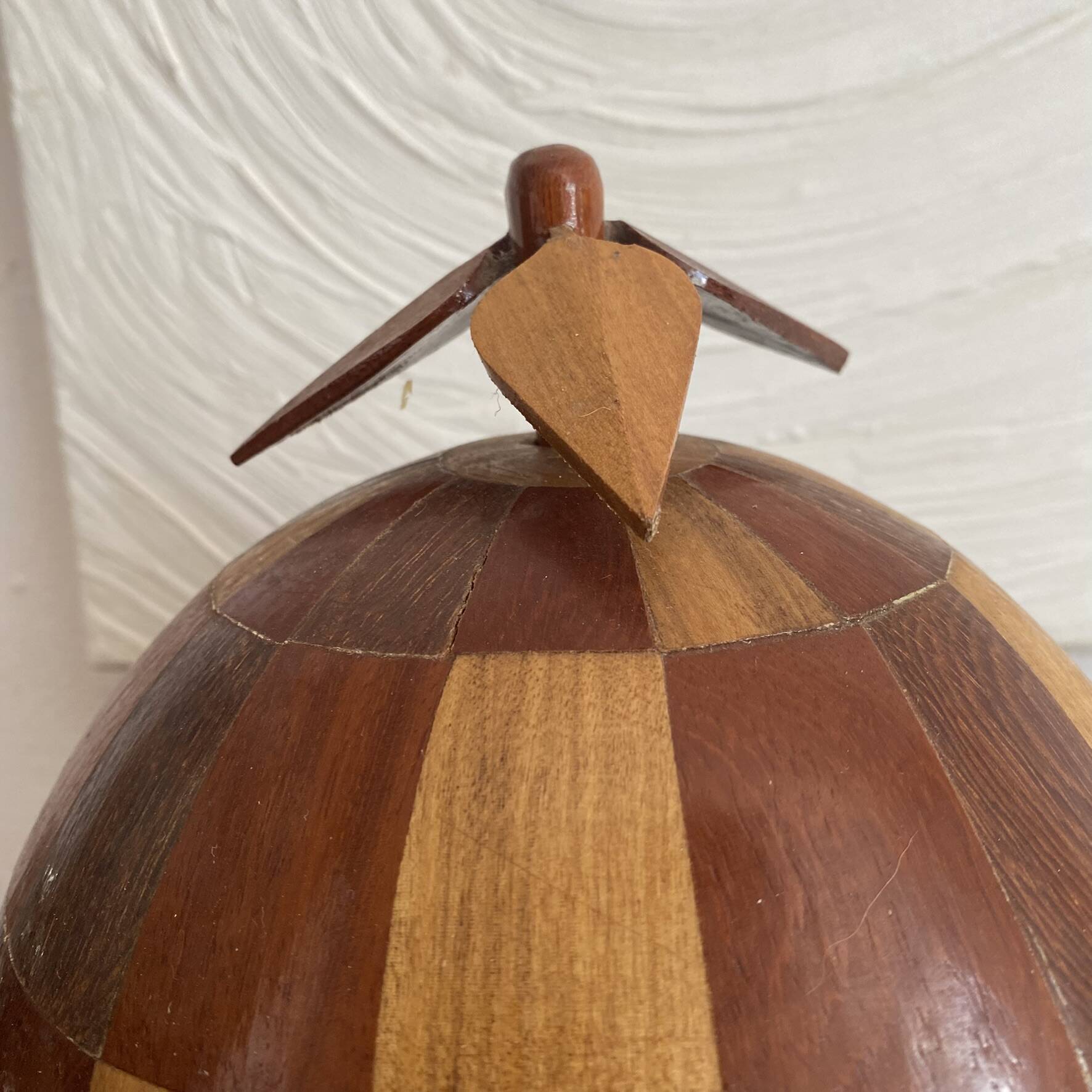 Seau à glaçons vintage  en noix de coco marquetée