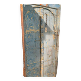 Blue patinated indian door with carved frame