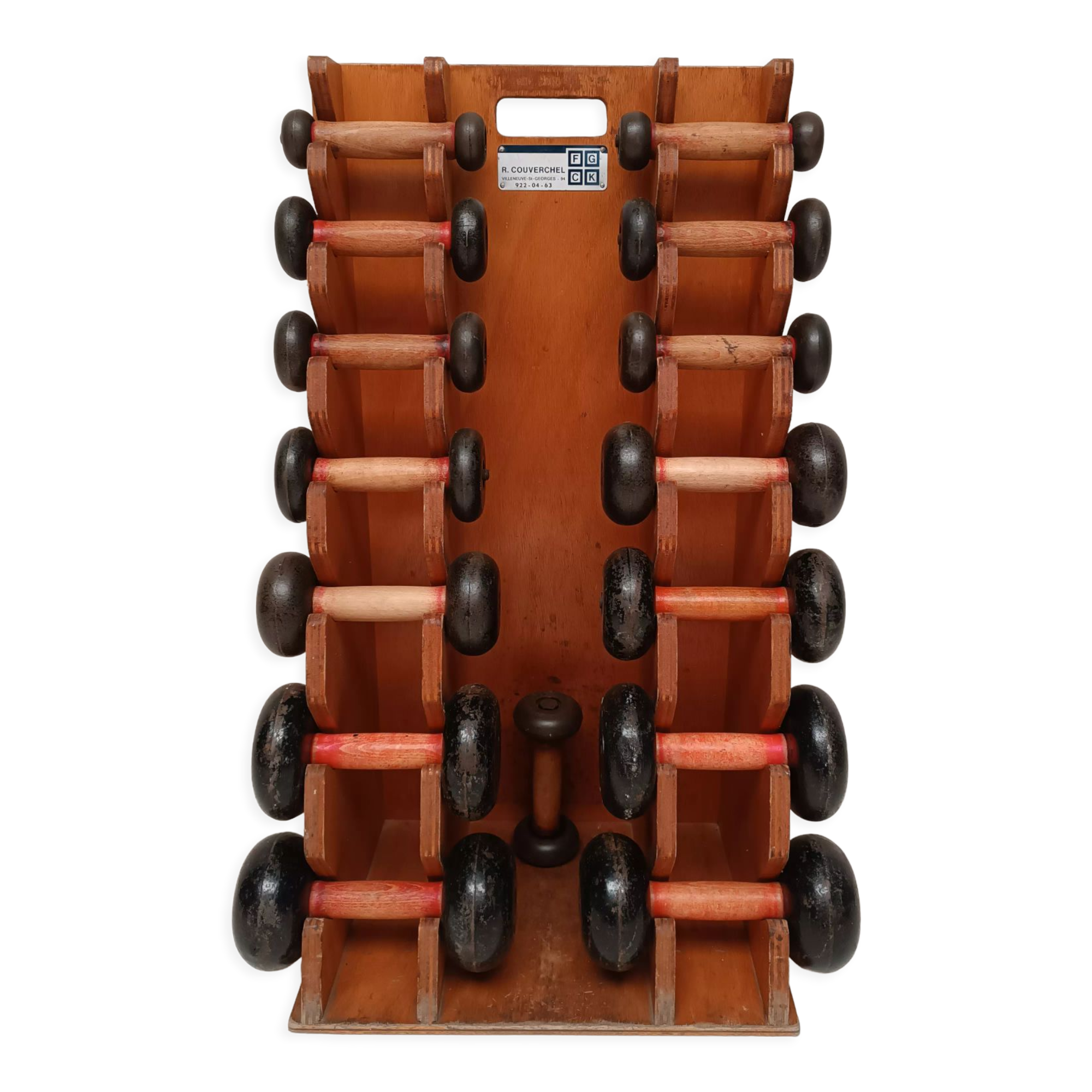 60s dumbbell wall display