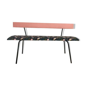 Flowered upholstered bench