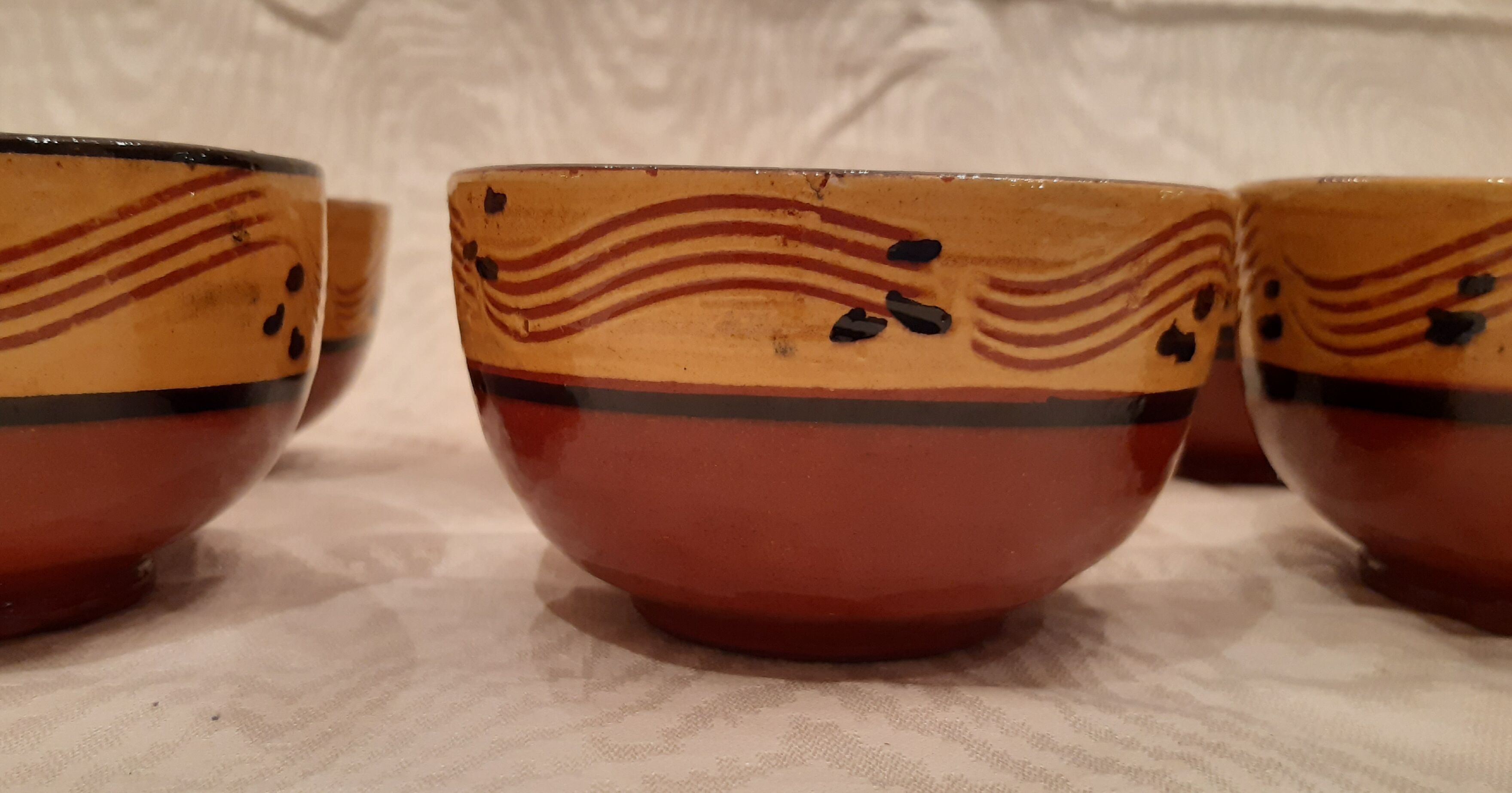 Lot of six terracotta ramekins glazed diameter 11cm TBE