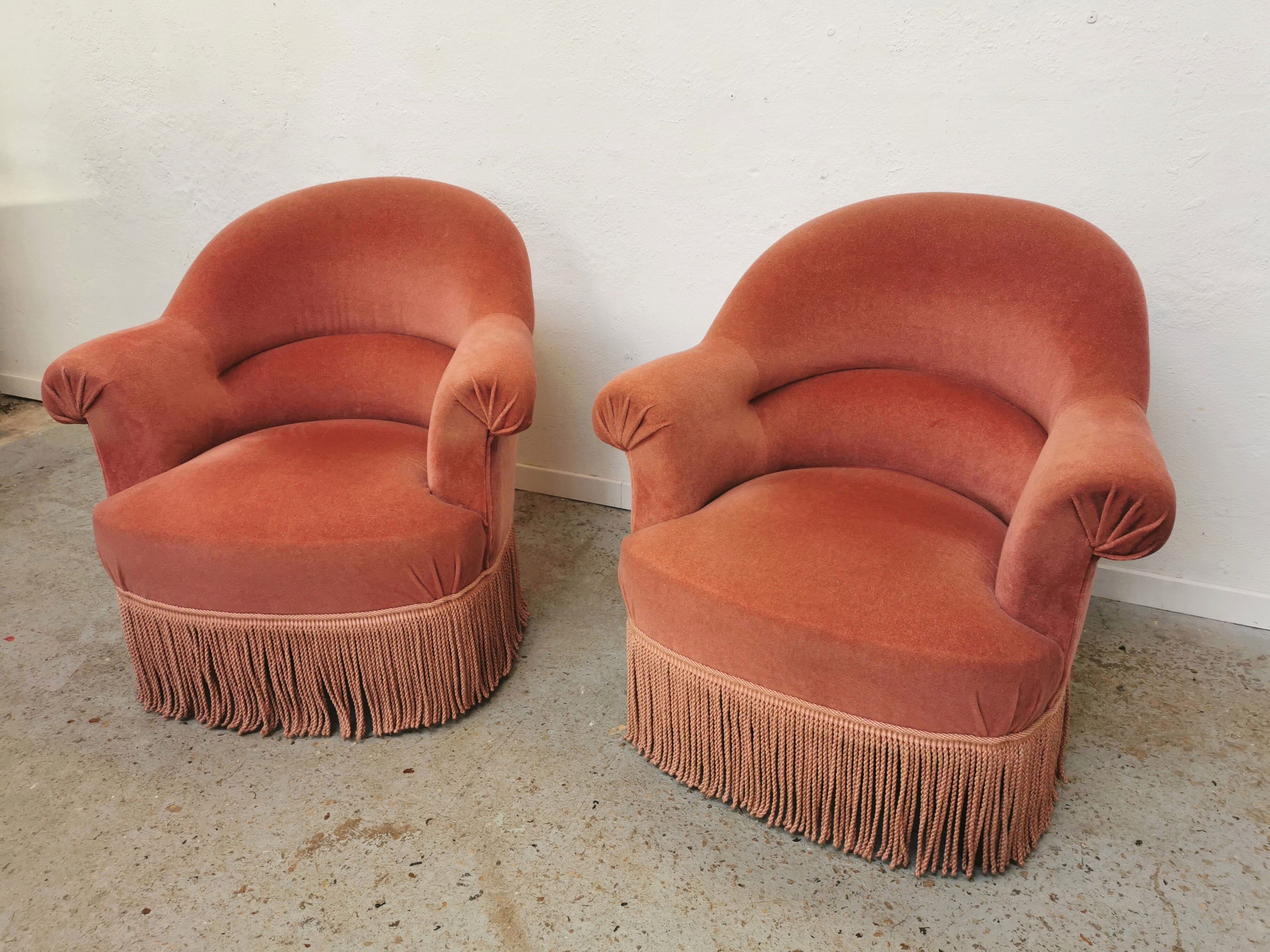 Paire de fauteuils crapaud vintage