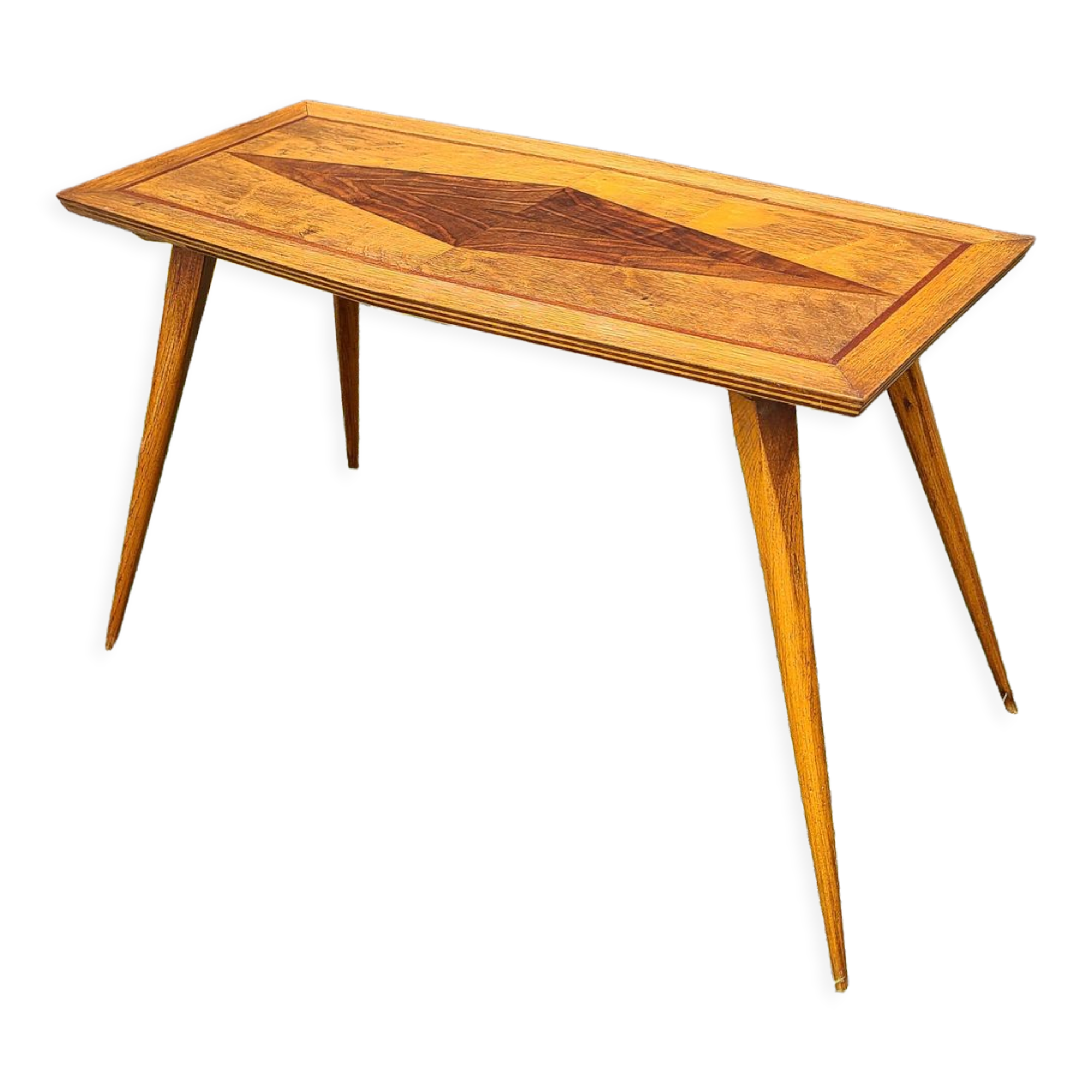 Coffee table 1950 cabinetmaker's marquetry.